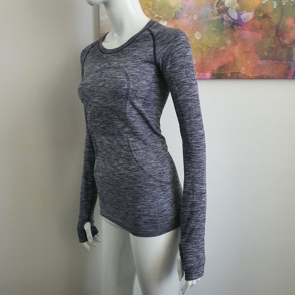 Lululemon Size AU10 Swiftly Tech Blue Grey Marle Long Sleeve Top - Picture 5 of 8
